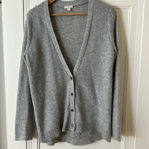Gap silver metallic thread v neck button cardigan